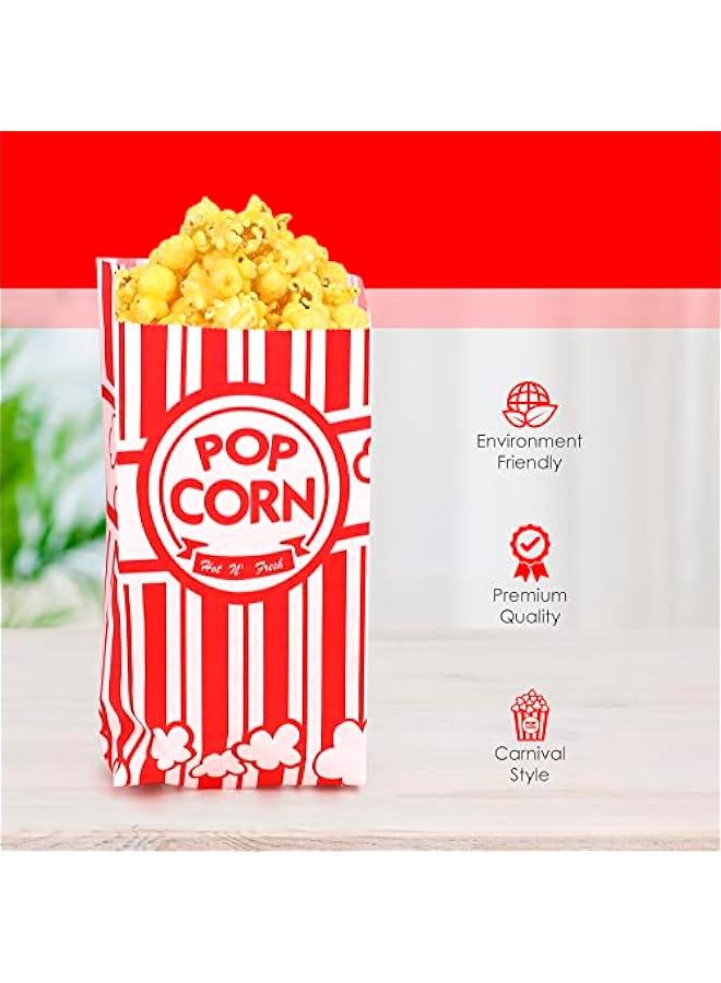 200 Popcorn Bags 1 Oz -  Size for Theater, Movies, Birthday Parties Celebration - Great Carnival Light Snacking Bags -Small Popcorn Bags for Party - Sturdy Paper Bags.  - Image 2
