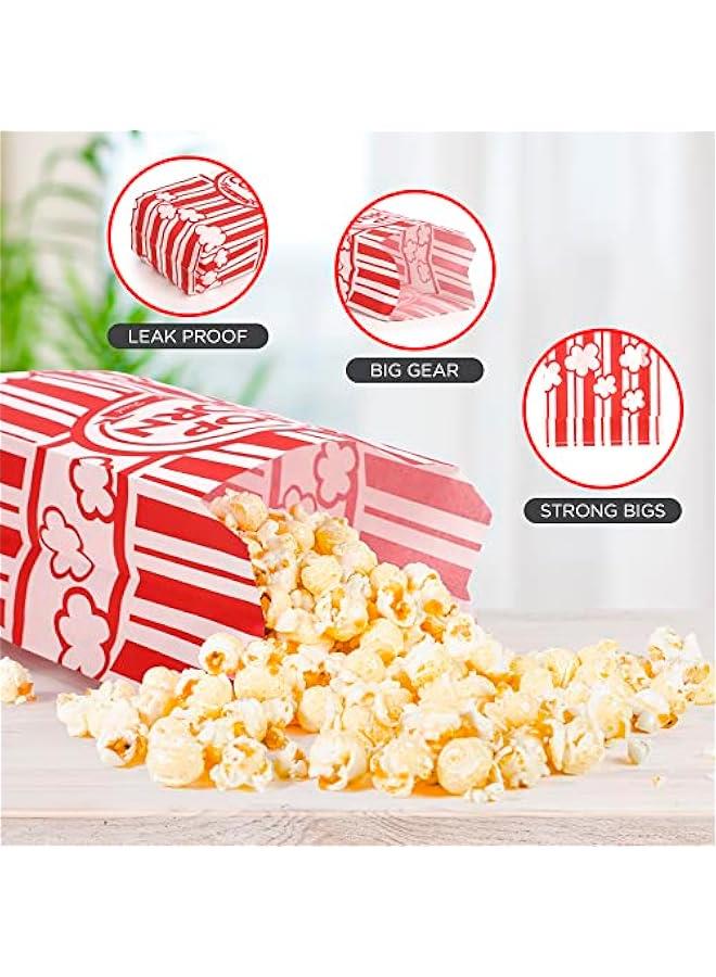 200 Popcorn Bags 1 Oz -  Size for Theater, Movies, Birthday Parties Celebration - Great Carnival Light Snacking Bags -Small Popcorn Bags for Party - Sturdy Paper Bags.  - Image 3