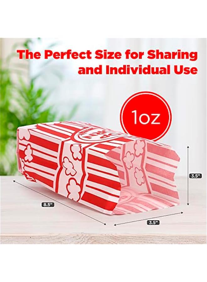 200 Popcorn Bags 1 Oz -  Size for Theater, Movies, Birthday Parties Celebration - Great Carnival Light Snacking Bags -Small Popcorn Bags for Party - Sturdy Paper Bags.  - Image 4