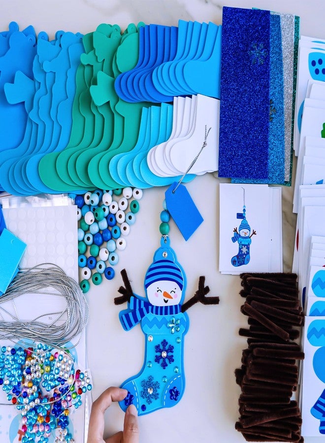 Winlyn 24 Sets Christmas Craft Kits Winter Crafts DIY Snowman Stocking Ornaments Decorations Snowman Snowflakes Foam Stickers Arts and Crafts for Kids Classroom Art Activities Holiday Party Favors - Image 3