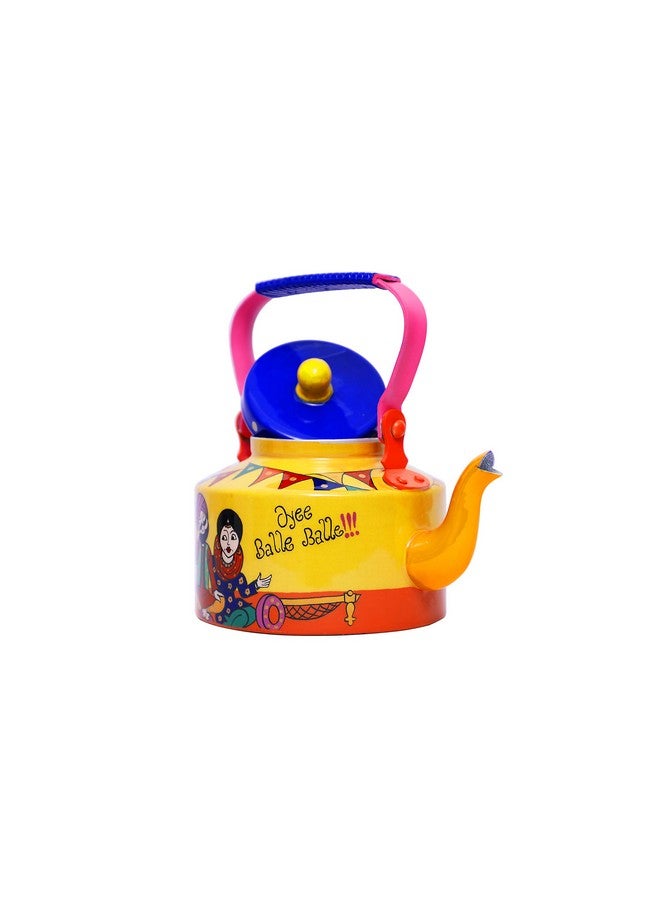 A Krazy Mug كوب مجنون مزخرف يدويًا ومصمم يدويًا بتصميم تقليدي لزوجين من البنجاب مع إبريق شاي ألمنيوم ملون (1.25 لتر) - Image 4