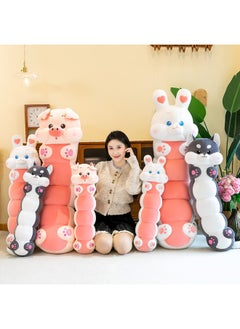 Caterpillar Pillow For Girls To Sleep With Legs And Side Sleeping, Customized Logo Pattern Long Pillow Pillow Plush Toy-Specification:130cm Caterpillar Pillow-Color:Rabbit Style