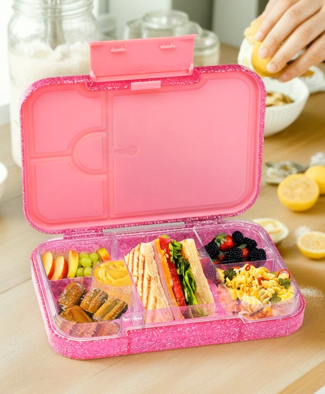 Bonfino Unicorn ABS Bento Lunch Box, BPA Free, Microwave Safe Removable Tray, 6 Adjustable Compartments, Leak Resistant, Lightweight, 3 Years+, 22x15.5x5cm, 1L - Pink - Image 2
