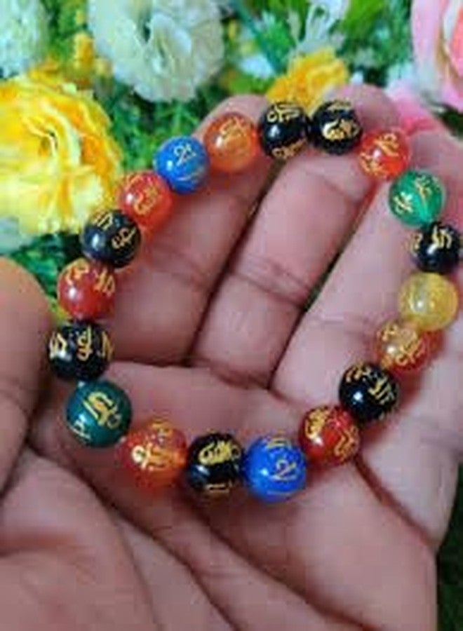 Trishakti PRODUCTS - The life healing products Natural Original Crystal stone Om Mani Padme Hum Crystal Charm Bracelets Stretchable Band (Multi_III) - Image 5