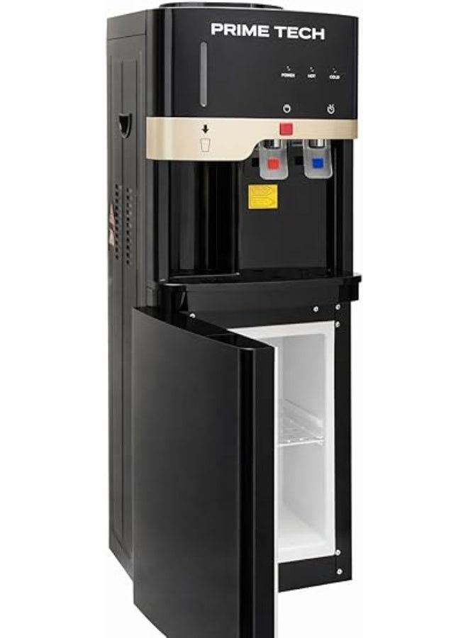 PRIME TECH water dispenser with cabinet PT-202B, hot and cold, 2 taps, cup holder, black color - Image 2