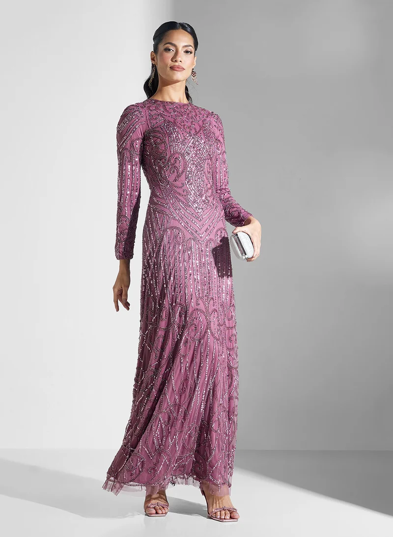 ماري Rosy Embellished Crew Neck Dress