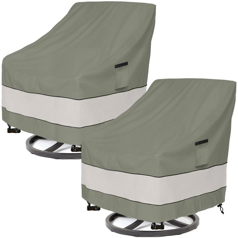 Aacabo Patio Chair Covers Waterproof Patio Furniture Covers,33W x 37D x 38 H Inches Outdoor Swivel Chair Cover 2 Pack -Grayish Green - Image 1