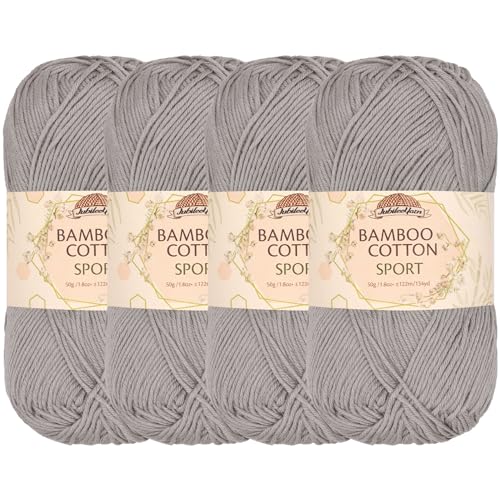 BambooMN JubileeYarn Bamboo Cotton Sport Yarn 50gSkein Smoky Sky 4 Skeins - Image 1