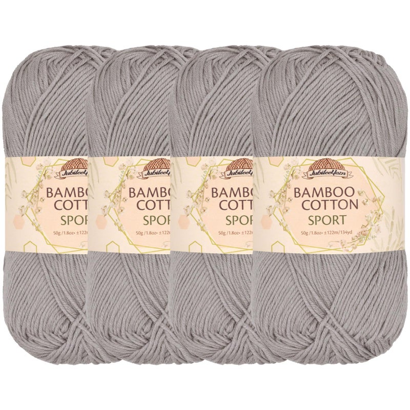 BambooMN JubileeYarn Bamboo Cotton Sport Yarn 50gSkein Smoky Sky 4 Skeins - Image 3