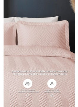 Ross 100% Cotton Single Bedspread (Pique) Set Quilted Striped Daily Washable Powder - pzsku/Z8C228563739831BEAF4FZ/45/_/1740652335/fe8bab6b-30be-4897-8361-8c6f3684fa88