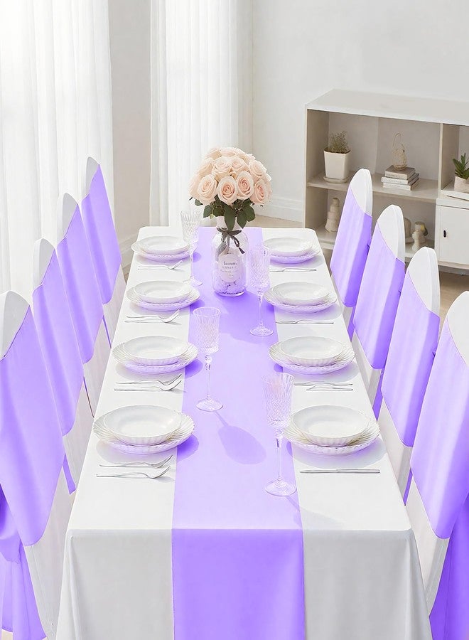 SHEJIZE 2 Pack Lavender Satin Table Runner 12x108 Inches Long, Bright Silky Smooth Satin Table Runner Table Decor for Wedding Banquet Christmas Prom Event Birthday Party - Image 2