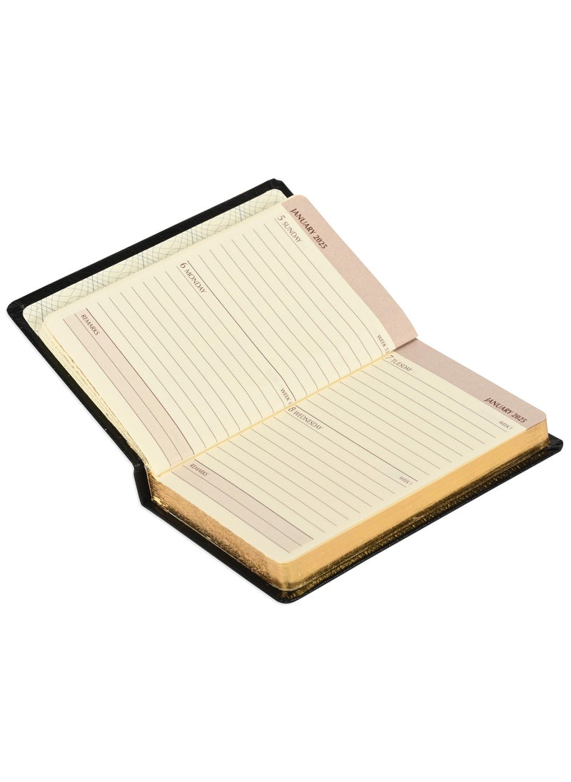 FIS FIS Golden Bonded Leather Pocket Diary 2025 (English) Black - FSDI10EGB25BK  - Image 2