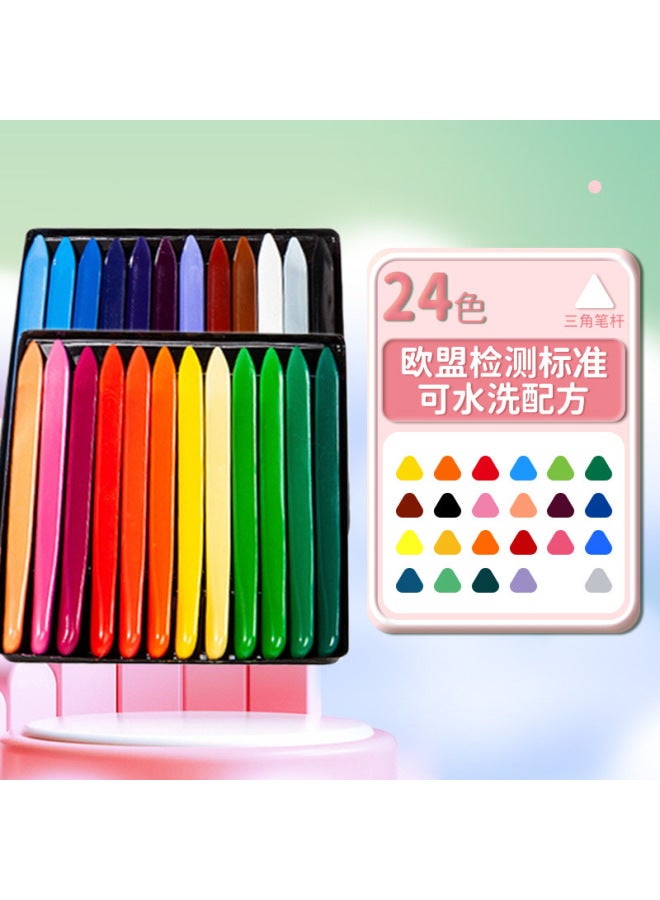 mriya Children's Non-dirty Hand Crayon 36 Color Triangle Plastic Wax Brush Kindergarten Painting Oil Painting Stick Color Brush Washable - Image 1