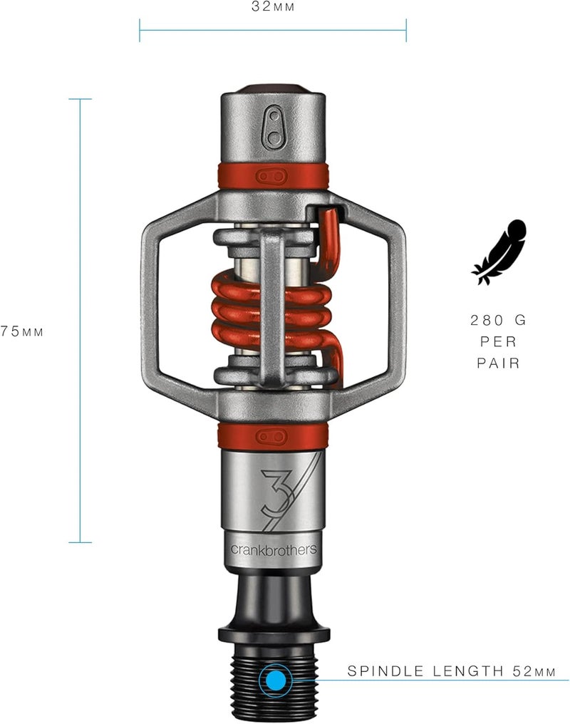 Crankbrothers Eggbeater-3 Clip-In Pedals - Stainless/Red, One Size - Image 2