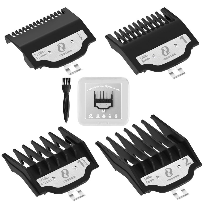 CR8GR8 Clipper Guards Set, Compatible with Wahl Hair Clippers, Guard Number: #1/2, #1, #1 1/2, #2 (Length: 1/16", 1/8", 3/16", 1/4") - Image 1