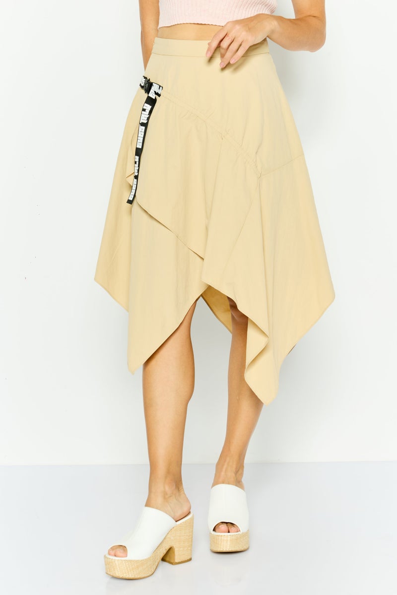 ONLY تنورة ميدي بسيطة للنساء، بيج - Image 1