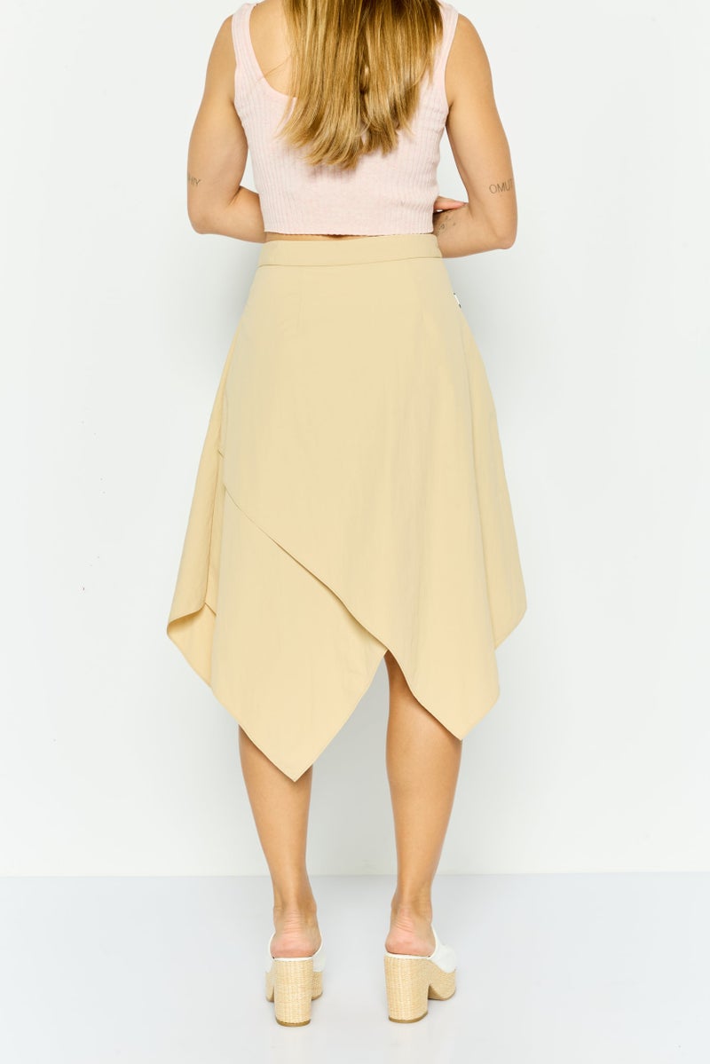 ONLY تنورة ميدي بسيطة للنساء، بيج - Image 3