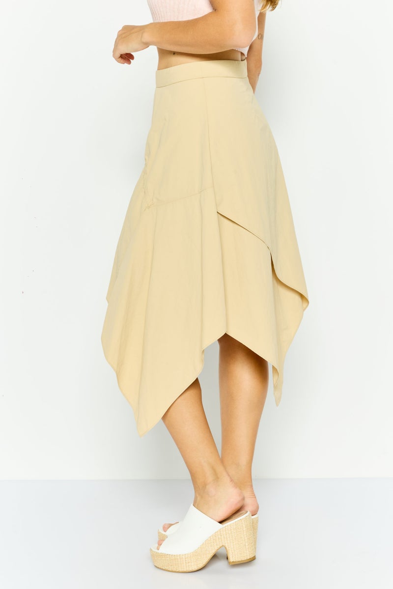 ONLY تنورة ميدي بسيطة للنساء، بيج - Image 2