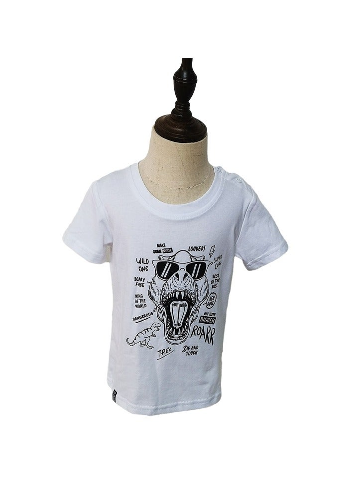 T-Shirt for Children Short Sleeve Tees Summer Children's Clothing Cartoon TShirt Printed Top Dinosour Shirt  - Image 1