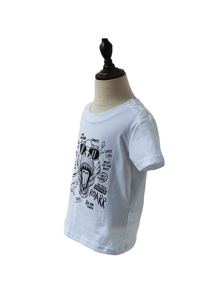T-Shirt for Children Short Sleeve Tees Summer Children's Clothing Cartoon TShirt Printed Top Dinosour Shirt  - Image 2