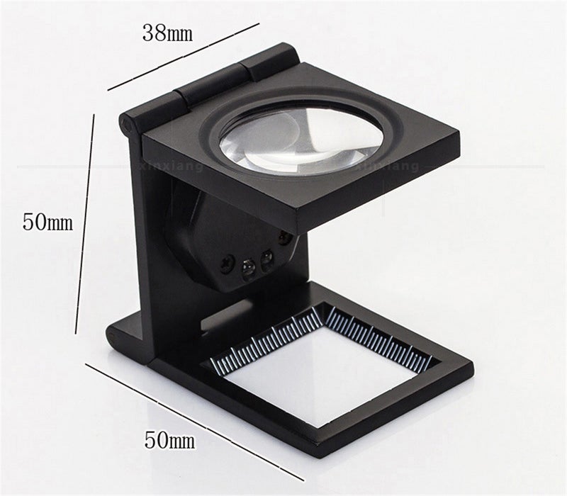 10x folding all metal two LED lights, cloth mirror, printing paper dot, textile scale magnifying glass - Image 3
