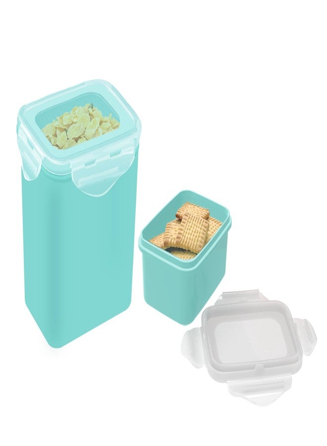 All Time Plastic Lock And Safe Storage Container Set Of 2|Airtight & Food Grade Safe Container|Microwave & Freezer Safe| Kitchen Storage Container|Multipurpose Jar, 100 Ml & 500 Ml| Mint Color - Image 2