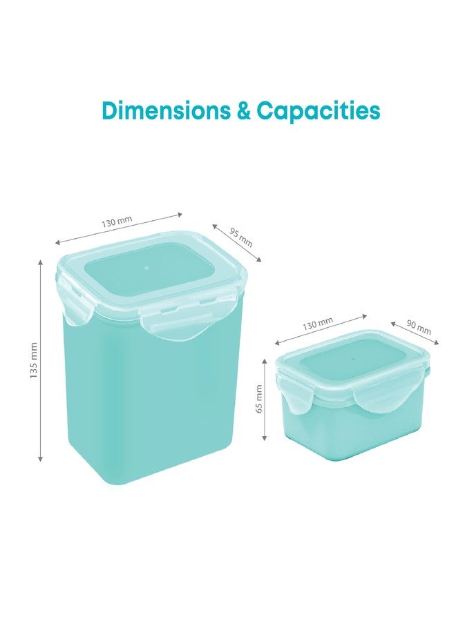 All Time Plastic Lock And Safe Storage Container Set Of 2|Airtight & Food Grade Safe Container|Microwave & Freezer Safe| Kitchen Storage Container|Multipurpose Jar, 100 Ml & 500 Ml| Mint Color - Image 4