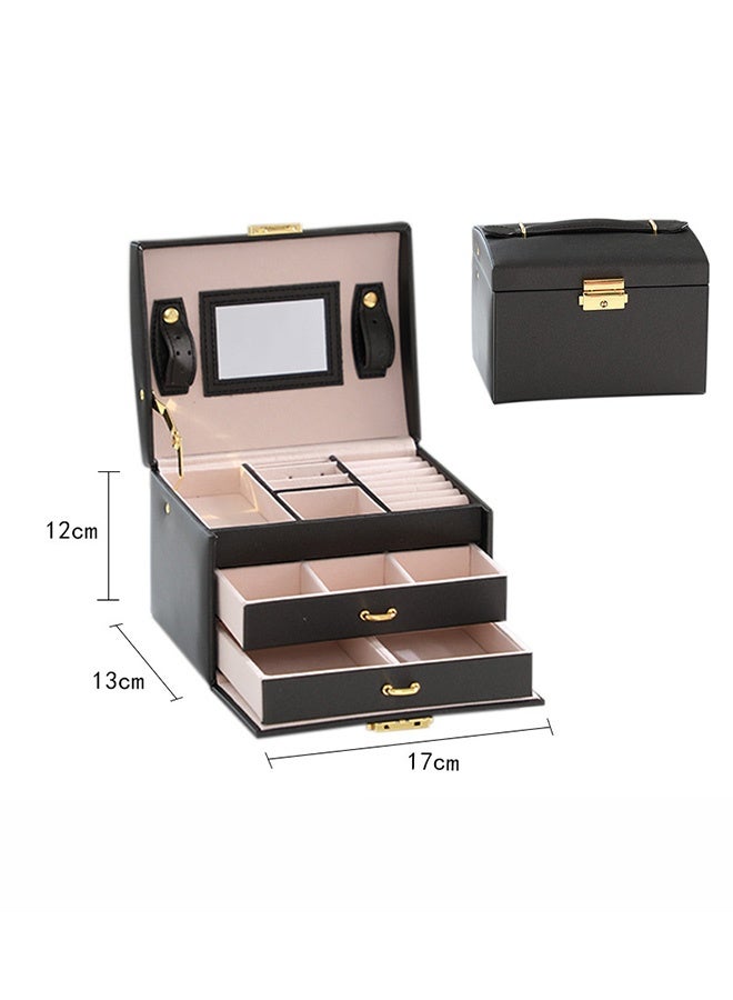 CozyNest Lockable Jewelry Box for Women Girls, 3-Layer Small Portable Jewelry Organizer with Mirror, Drawers and Removable Tray for Earrings, Rings, Necklaces, Bracelets – Ideal Gift for Her - Image 5