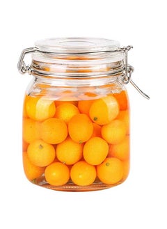 Mash Clip Jar Medium 34oz Glass Food Storage Jars with Airtight Clamp Lids, Air Tight 1000ml Clear Preserving Seal Wide Mouth Containers with Wire Clips Fastening Large Kitchen  - Image 1