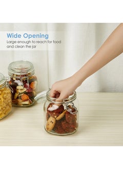 Mash Clip Jar Medium 34oz Glass Food Storage Jars with Airtight Clamp Lids, Air Tight 1000ml Clear Preserving Seal Wide Mouth Containers with Wire Clips Fastening Large Kitchen  - Image 2