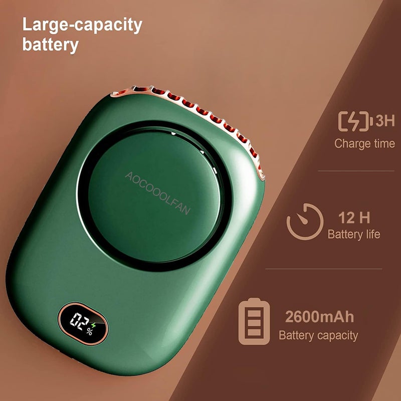 AOCOOLFAN Portable Neck Fan, Handheld Mini Fan Small Personal Fan, Hand Held Fan USB Rechargeable Eyelash Fan for Kids Girls Boys Woman Man Home Outdoor Travel (Green) - Image 3