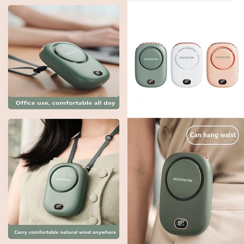 AOCOOLFAN Portable Neck Fan, Handheld Mini Fan Small Personal Fan, Hand Held Fan USB Rechargeable Eyelash Fan for Kids Girls Boys Woman Man Home Outdoor Travel (Green) - Image 5