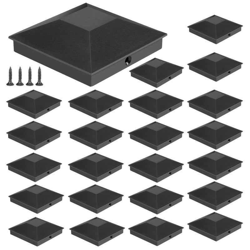 Eapele 4X4(3.5In X 3.5In) Wood Fence Post Caps Pp Plastic Water-Proof Uv-Proof Keep Post From Cracking And Rotting (24Pcs Black) - Image 1