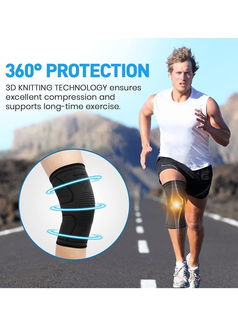 Eworld - Knee Support Braces for Men and Women, Compression Sleeves Pads for Meniscus Tear and Arthritis and Joint Pain Relief, Pack of 2 - Image 1