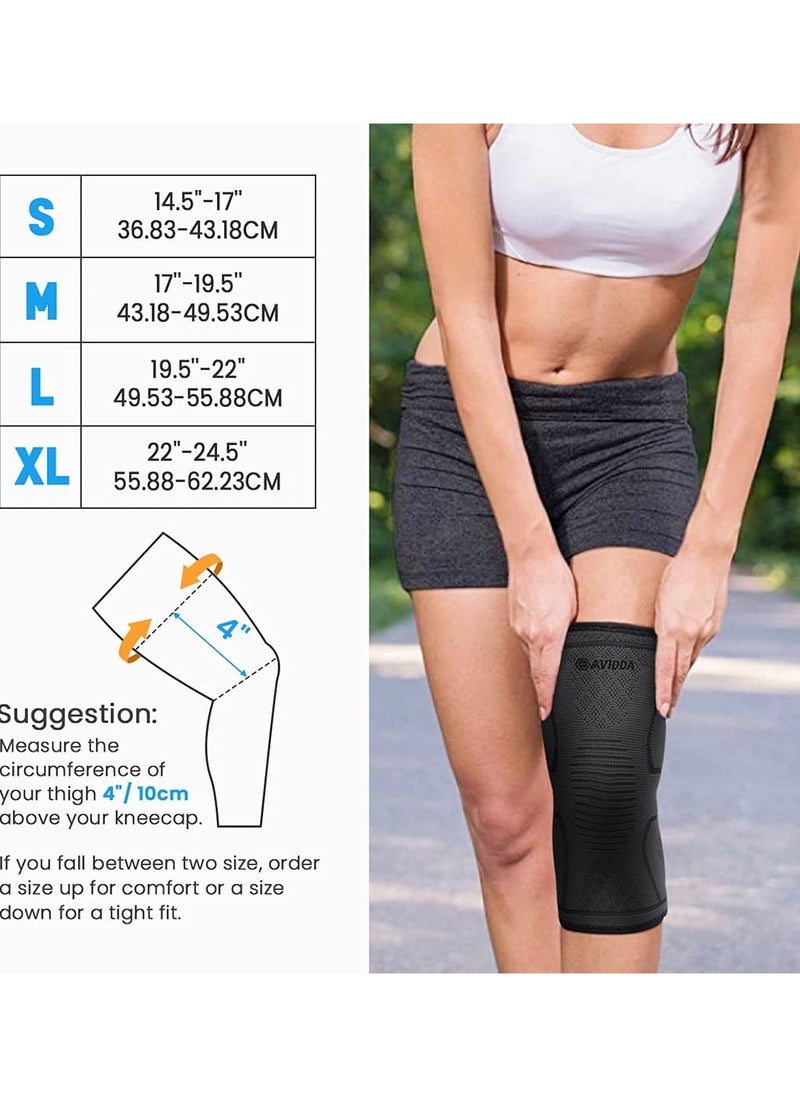 Eworld - Knee Support Braces for Men and Women, Compression Sleeves Pads for Meniscus Tear and Arthritis and Joint Pain Relief, Pack of 2 - Image 1