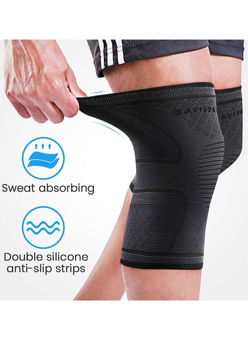 Eworld - Knee Support Braces for Men and Women, Compression Sleeves Pads for Meniscus Tear and Arthritis and Joint Pain Relief, Pack of 2 - Image 1
