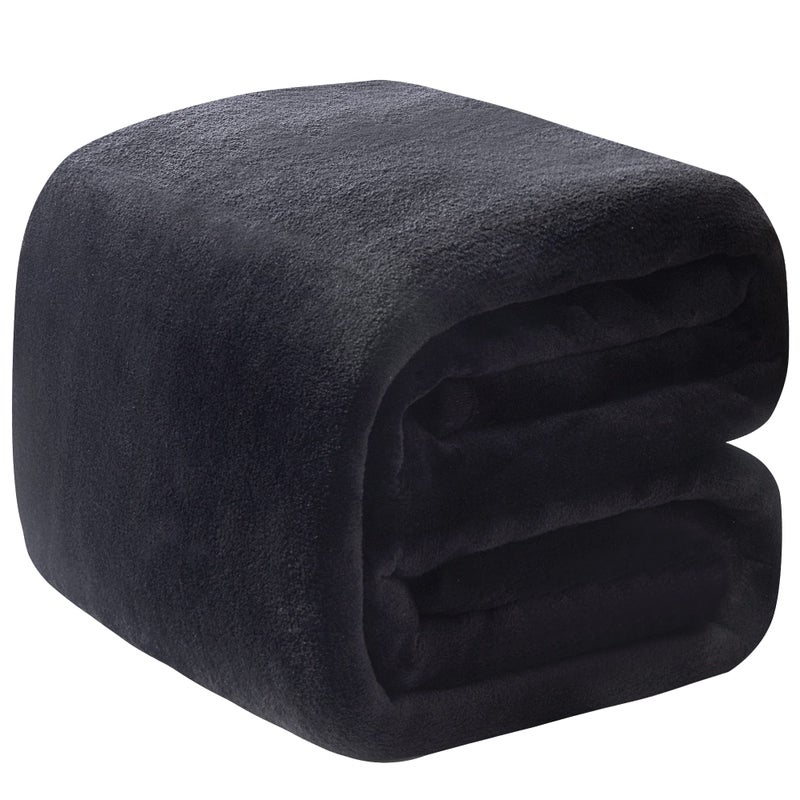 Polar Fleece Blanket Queen Size 350GSM Lightweight Throw for The Bed Extra Soft Brush Fabric Super Warm Sofa Blanket 90 x 90Black Queen