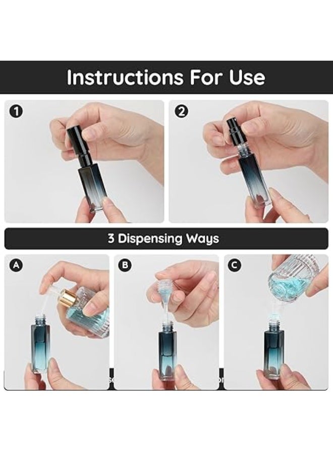 زجاجات عطر سفر - 5 قطع سعة 10 مل مع قمع وقطارة، مقاومة للتسرب - Image 4