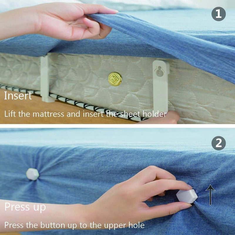 RRigo Sheet Holders - Corner Holders for Keeping Your Sheets On Your Mattress,Mattress Covers, Sofa Cushion. Easy Install (White, 8pcs) - Image 3
