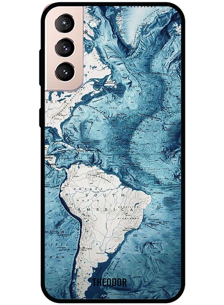 Theodor Protective Case Cover For Samsung Galaxy S22 Plus Blue Map - Image 1