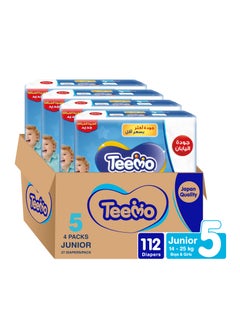 Teemo Compressed Diamond Pad, Size 5, Junior, 14-25 Kg, Jumbo Box, 112 Diapers  - Image 1