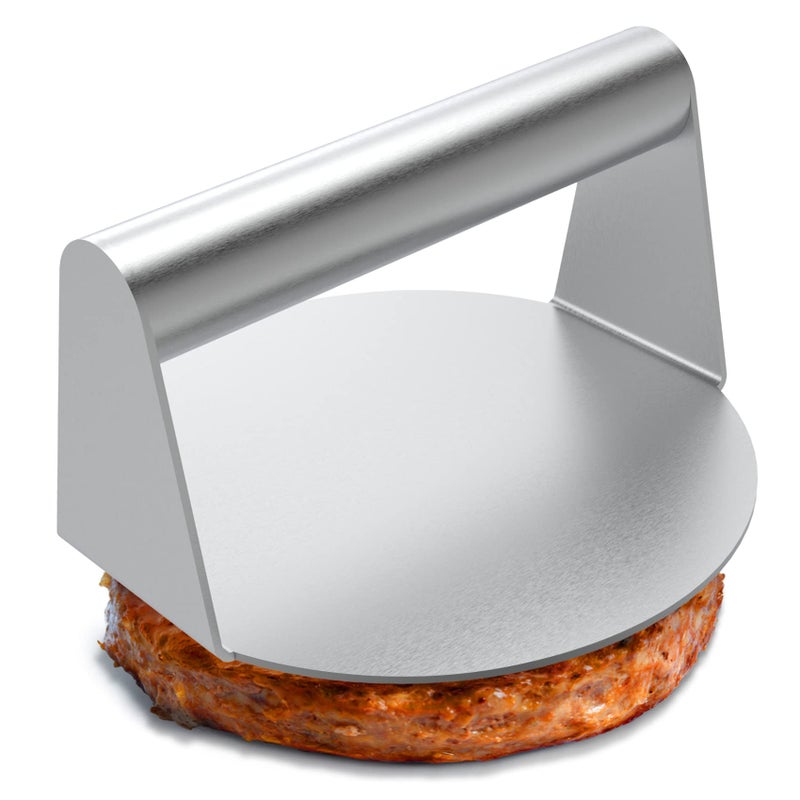 JENNY FRIDA Stainless Steel Burger Press 55 Inch Round Smasher NonStick Smooth Hamburger Press Flat Bottom Without Ridges Bacon Grill Perfect for Top Griddle Cooking