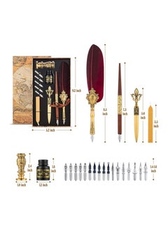 Generic Quill Feather Pen Set – Calligraphy Fountain Pen & Ink Kit, Vintage Writing Dip Pen with Nibs for Lettering, Journaling & Gifts  - Image 3