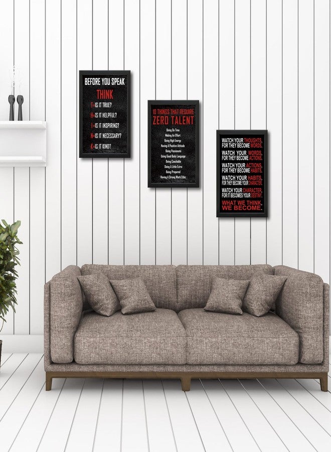 Pyradecor Black Framed 3 Panels Motivational Office Positive Quotes Inspirational Poster Canvas Prints for Classroom Living Room Home Decorations - Image 3
