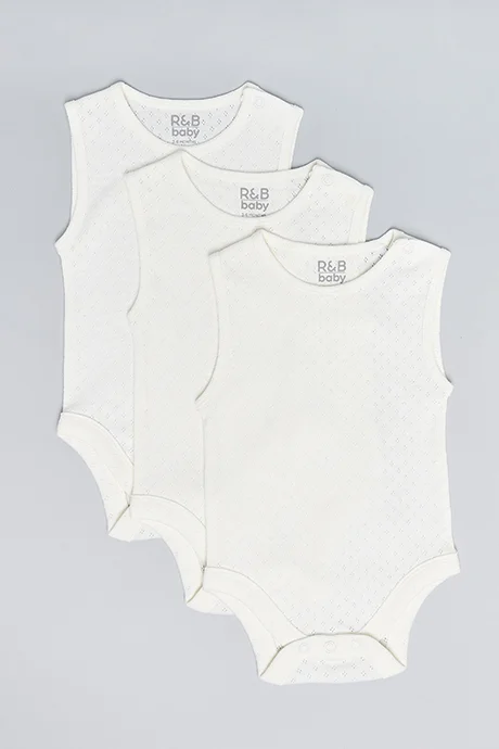 أر أند بي 3 Pack Solid Sleeveless Bodysuits