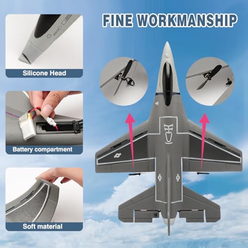 jaming RC Plane 3 Channel Remote Control Airplane for AdultsF16 RC Fighter with 6Axis Gyro24GHz Controlled Hobby Glider Jet Aircraft for BeginnersAdults Kids Gift - Image 5