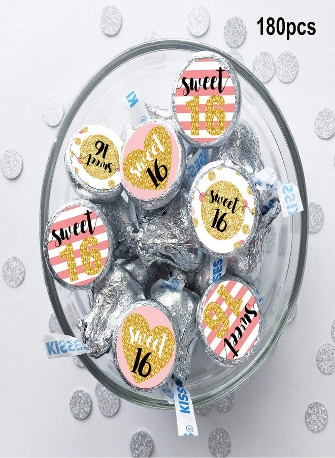 Mr.Mug Sweet 16 Kisses Stickers - 16th Birthday Party Favors, Pink Sweet 16 Decorations, 180 Count - Image 4