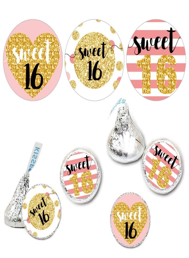 Mr.Mug Sweet 16 Kisses Stickers - 16th Birthday Party Favors, Pink Sweet 16 Decorations, 180 Count - Image 1
