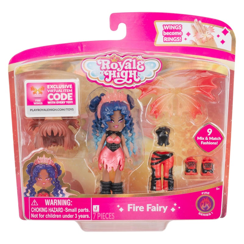 Royale High Jazwares Royale High 3-Inch Fire Fairy Fashion Doll - 1 Figure with 9 Fashion Accessories - Virtual Item Code Included - Series 1 - Ages 5+ - Image 1