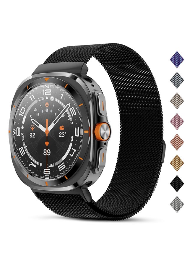 O Ozone Milanese Band Compatible with Samsung Galaxy Watch Ultra Band 47mm (2024), Stainless Steel Mesh Loop Magnetic Clasp Strap for Women Men - Black - Image 1
